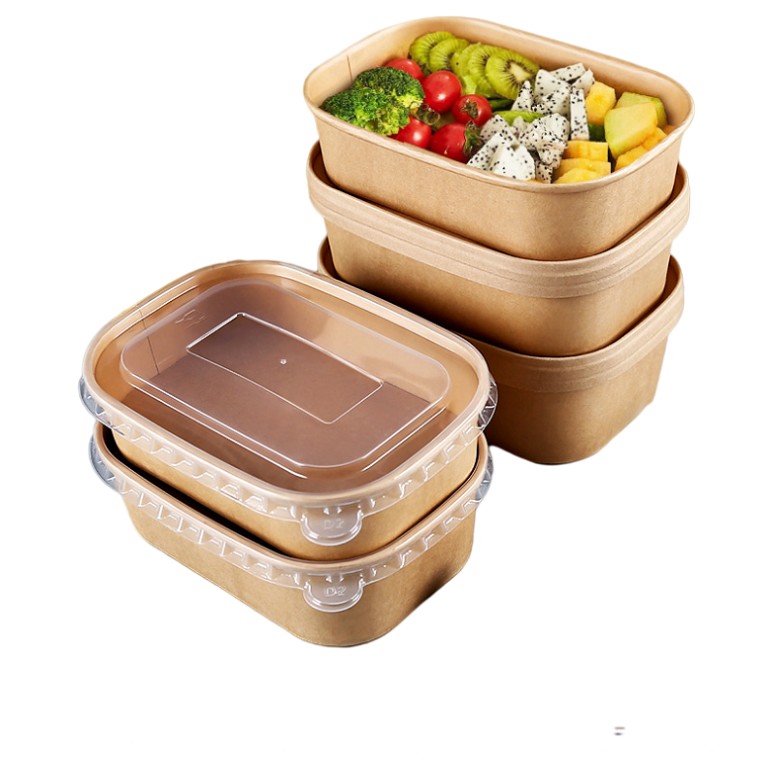 1000ml Kraft Paper Rectangle Salad Bowl -WELLERpack